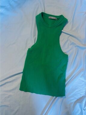 Alice + Olivia Bright Green Ribbed Tank